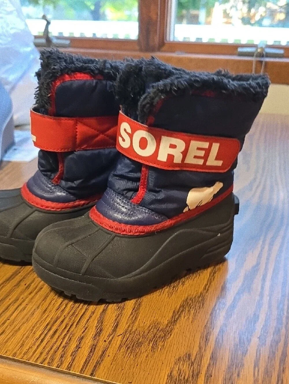 Sorel Kids Navy and Red  Snow Commander Boots